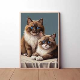 Gezellig paar Ragdoll Cats Fluffy Pet Art Poster