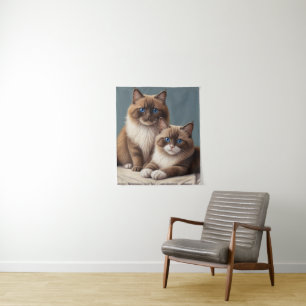 Gezellig paar Ragdoll Cats Fluffy Pet Art Wandkleed