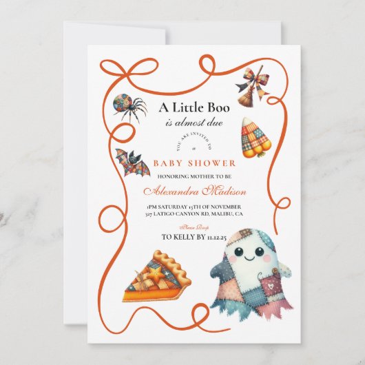 Gezellig Patchwork Halloween Baby shower Kaart (Voorkant)