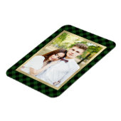 Gezellig Plaid | Groen en zwart Buffalo Plaid Foto Magneet (Linkerzijde)