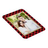 Gezellig Plaid | Rood en zwart Buffalo Plaid Foto Magneet (Rechterzijde)