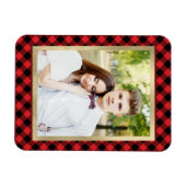 Gezellig Plaid | Rood en zwart Buffalo Plaid Foto Magneet (Horizontaal)
