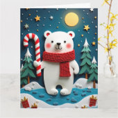 Gezellig Polar Beer in Winter Wonderland Kerst Kaart (Gele Bloem)