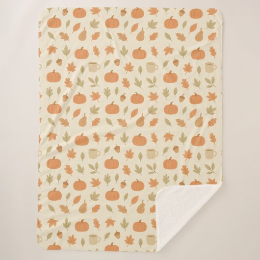 Gezellig Pompoen Spice Herfst Naadloos Patroon Sherpa Deken (Voorkant)
