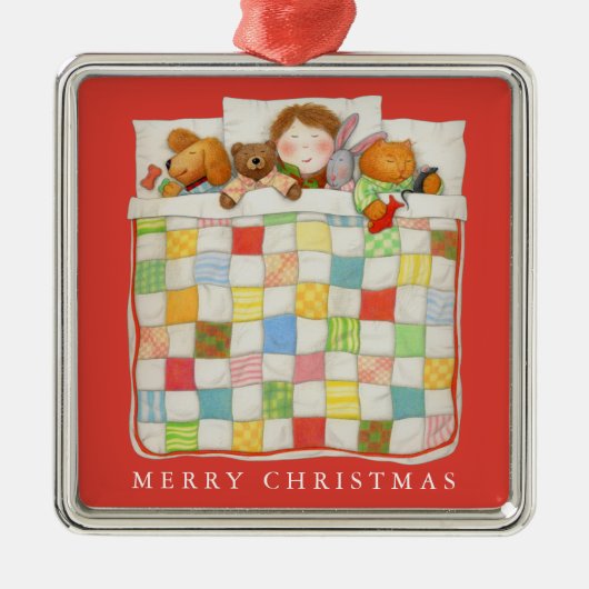 GEZELLIG QUILT Premium Square Ornament / Rood (Voorkant)