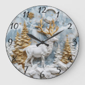 Gezellig rendier kerstscène grote klok (Voorkant)