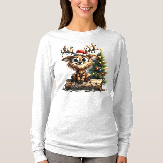 Gezellig rendier T-shirt met lange mouwen (Voorkant)