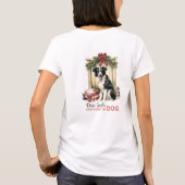 Gezellig retro kerst boerderij vergeet de hond nie t-shirt (Achterkant)