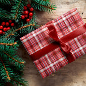 Gezellig rood en wit geruite flanel patroon cadeaupapier