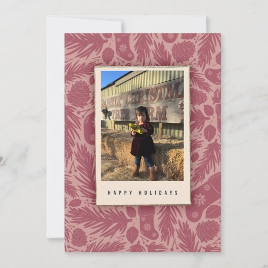 Gezellig Roze  Bloemenpatroon Vakantie Feestdagenkaart (Voorkant)