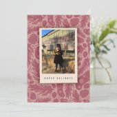 Gezellig Roze  Bloemenpatroon Vakantie Feestdagenkaart (Staand voorkant)