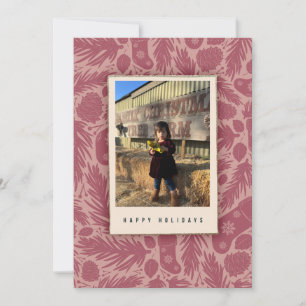 Gezellig Roze Bloemenpatroon Vakantie Feestdagenkaart