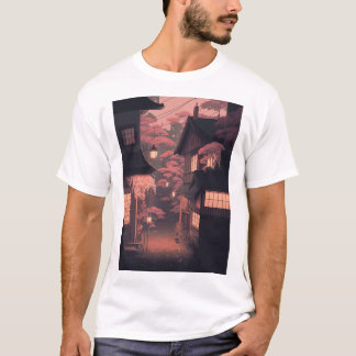 Gezellig Roze Warme Nacht Japan Lofi Graphic T-shi T-shirt