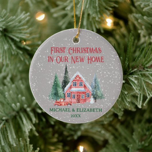 Gezellig rustiek huisje eerste kerst nieuw huis keramisch ornament (Boom)