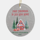 Gezellig rustiek huisje eerste kerst nieuw huis keramisch ornament (Links)