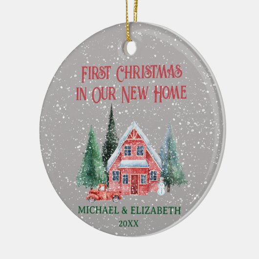 Gezellig rustiek huisje eerste kerst nieuw huis keramisch ornament (Links)