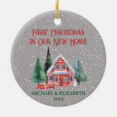 Gezellig rustiek huisje eerste kerst nieuw huis keramisch ornament (Achterkant)