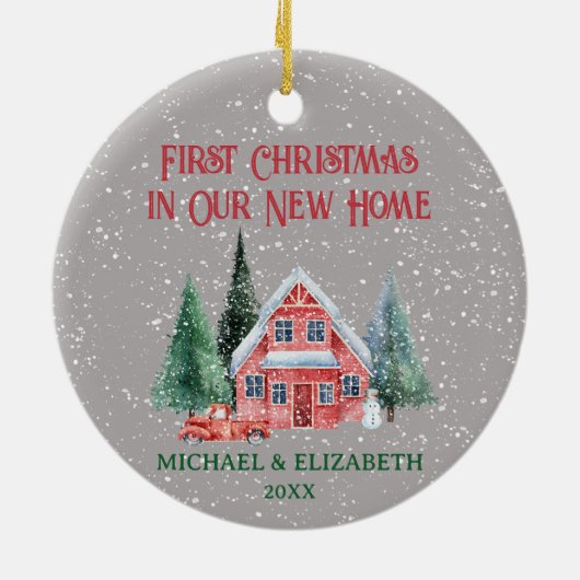 Gezellig rustiek huisje eerste kerst nieuw huis keramisch ornament (Achterkant)