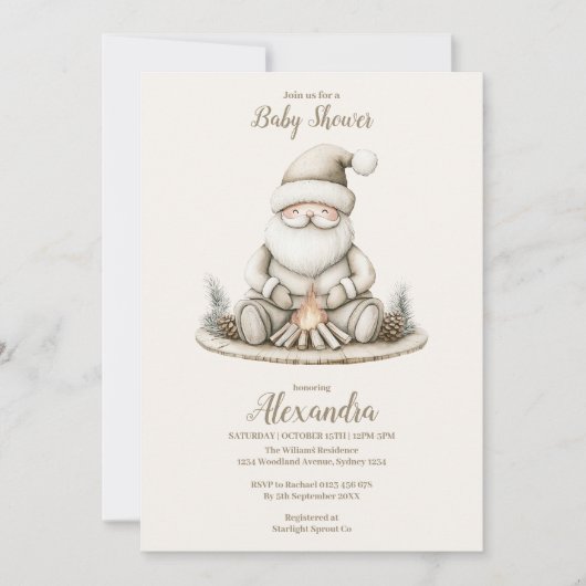 Gezellig Santa Winter Baby shower Kaart (Voorkant)