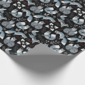 Gezellig Scandinavisch Woodland Blue Fox Kerstmis Cadeaupapier (Hoek)
