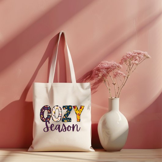 Gezellig seizoen doodle letters canvas tas
