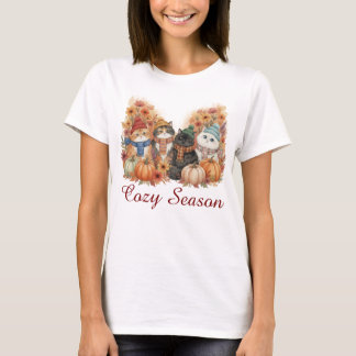 Gezellig Seizoen Herfst Katten & Pompoenen T-shirt