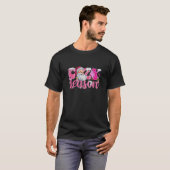 Gezellig seizoen met roze kerstman buffel pllaid X T-shirt (Voorkant volledig)