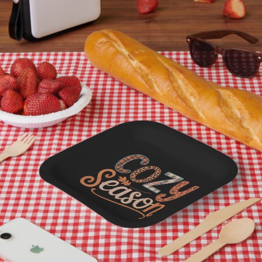 Gezellig Seizoen Retro Herfst Krijg Gezellige Than Papieren Bordje (Picknick)