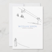 Gezellig ski lodge koppel in liefde besneeuwde ber kaart (Voorkant)