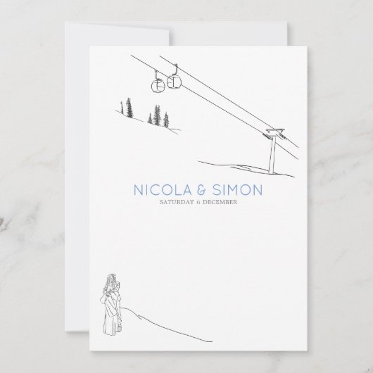 Gezellig ski lodge koppel in liefde besneeuwde ber kaart (Voorkant)