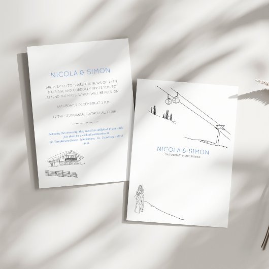 Gezellig ski lodge koppel in liefde besneeuwde ber kaart