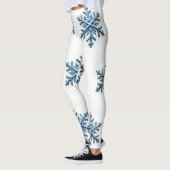 Gezellig Snowflake Design in Wit en Icy Blue Leggings (Links)