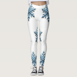Gezellig Snowflake Design in Wit en Icy Blue Leggings