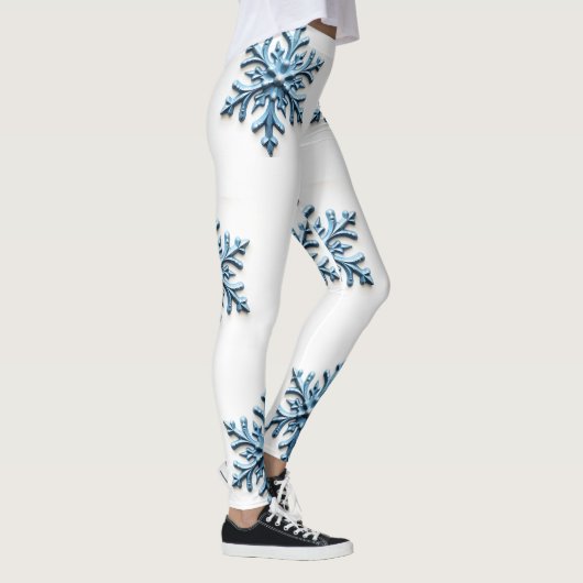 Gezellig Snowflake Design in Wit en Icy Blue Leggings (Rechts)