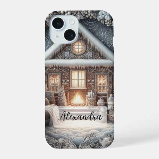 Gezellig Snowy House, Bank, Deken, Geschenken, Sne iPhone 15 Case (Achterkant)