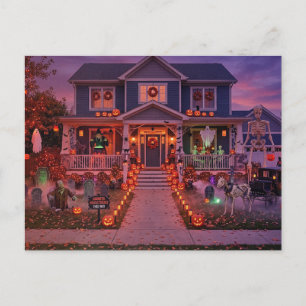Gezellig spookhuis schemering scène Halloween groe Briefkaart