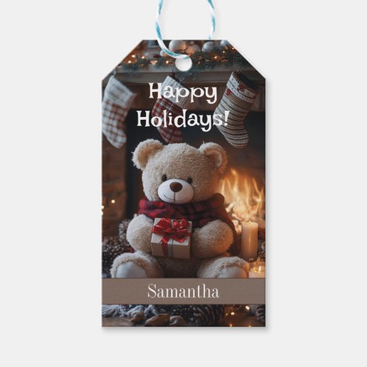 Gezellig Teddy Bear Holiday Design Cadeaulabel (Voorkant)