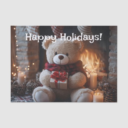 Gezellig Teddy Bear Holiday Design Tissuepapier (Voorkant)