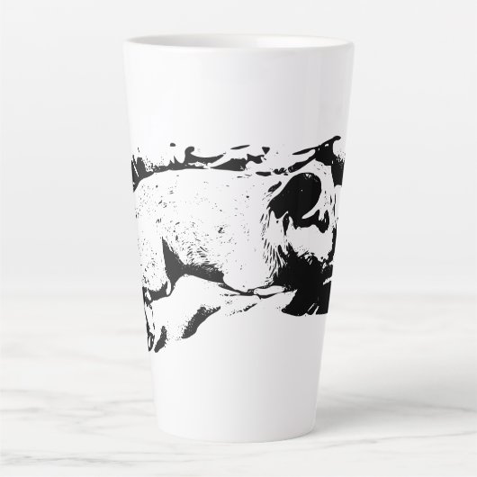 Gezellig Terrier horloge op winterbed Latte Mok (Voorkant)