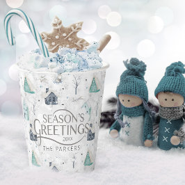 Gezellig thuis Kerstmis Teal ID985 Papieren Bekers