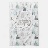 Gezellig thuis Kerstmis Teal ID985 Theedoek (Verticaal)