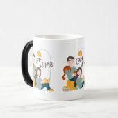 Gezellig Thuis Leesboeken met Kat Magische Mok (Voorkant links)