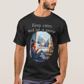 Gezellig thuis met kat om kalm te blijven en laat  t-shirt