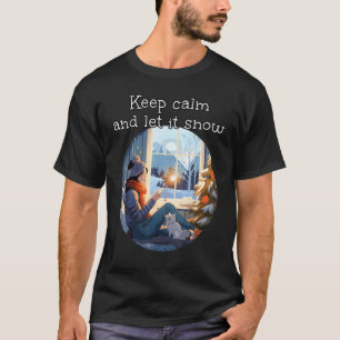 Gezellig thuis met kat om kalm te blijven en laat  t-shirt