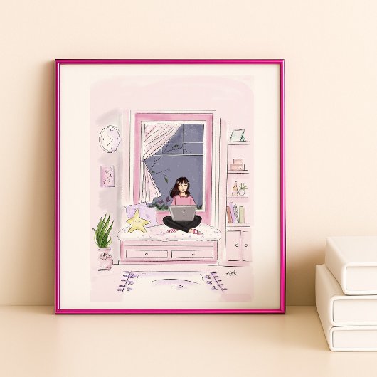 Gezellig thuis, mode illustratie, poster