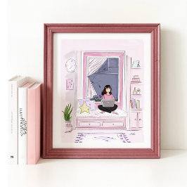 Gezellig thuis, mode illustratie, poster