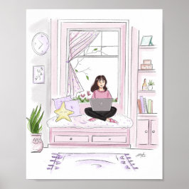 Gezellig thuis, mode illustratie, poster