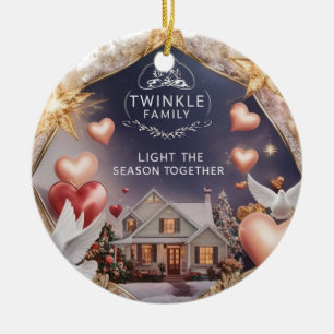 Gezellig thuis Twinkelende Familie Brengt het Seiz Keramisch Ornament