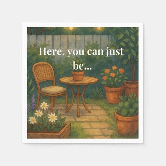 Gezellig tuin Sierkussen - 'Hier, je kunt gewoon z Servet (Voorkant)