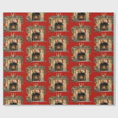 Gezellig Victoriaans open haard kerstpatroon Cadeaupapier (Vlak)